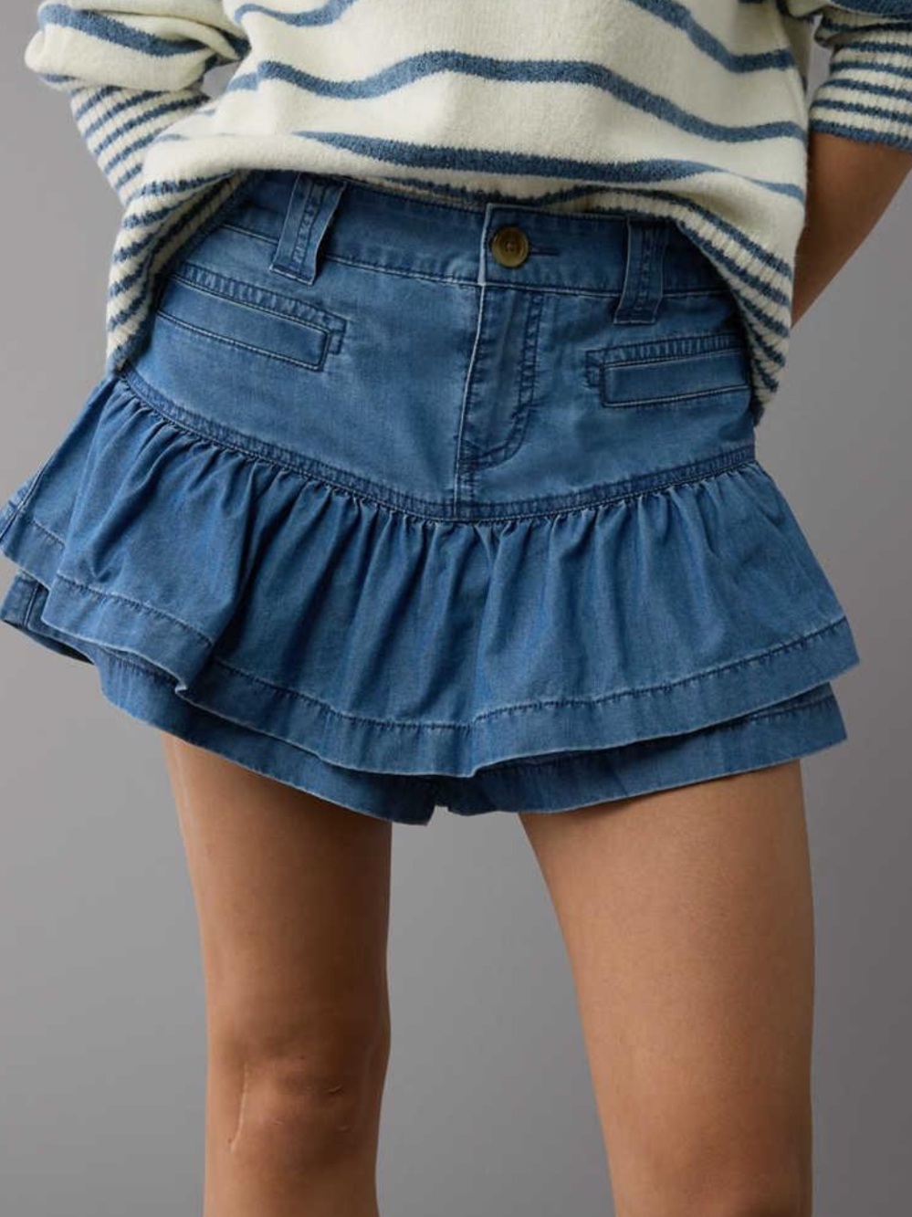 2 for $25! American Eagle Outfitters Ruffle Denim Skort Shorts